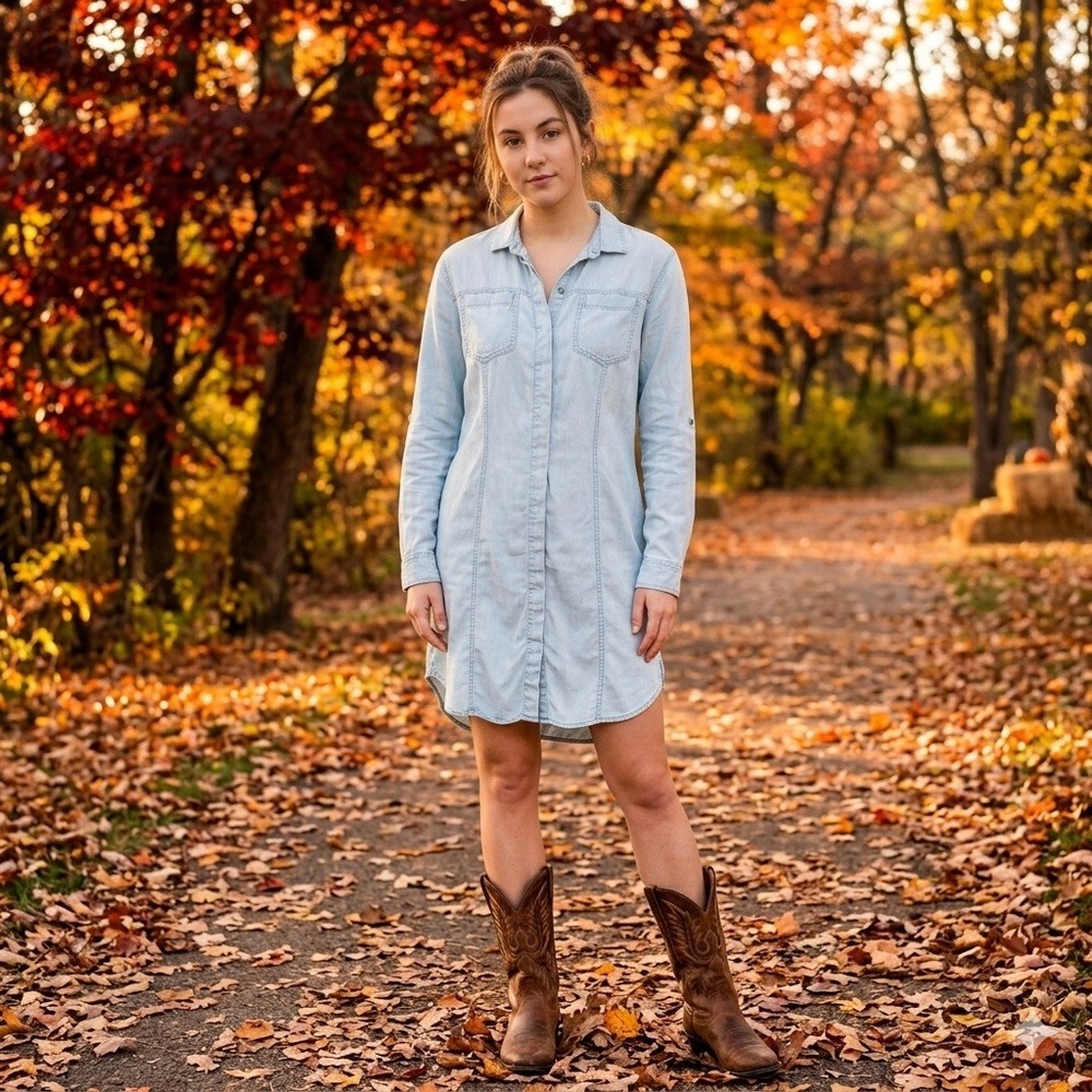 prAna Minimalist Shirt Dress Women XS Light Blue Button Front Long Sleeve